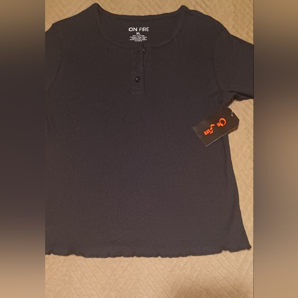 Tee with button front